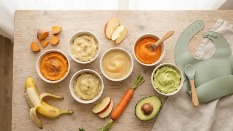 Low allergen baby food ideas for 7 month old in small bowls