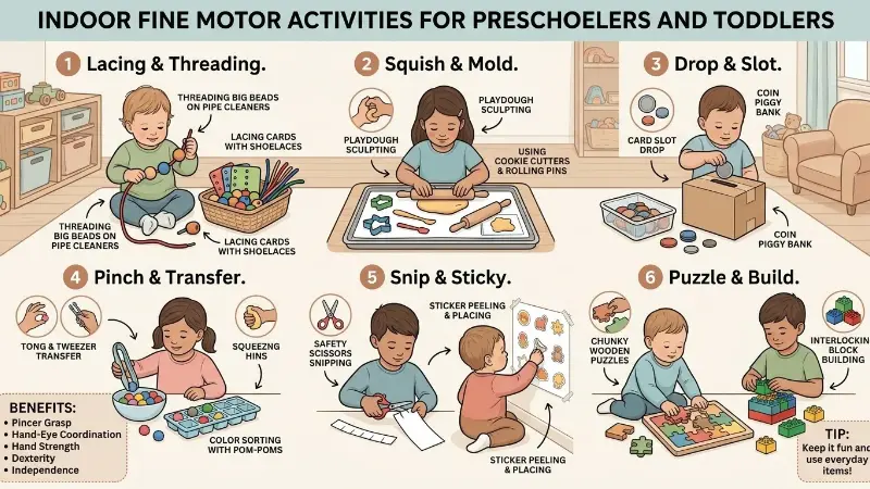 Indoor Fine Motor Activities for Preschoolers and Toddlers